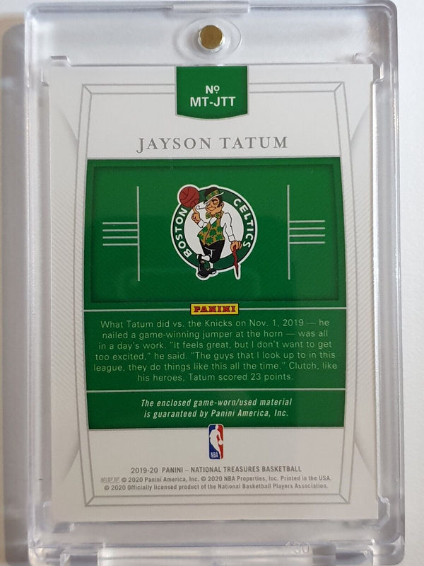 2019 Panini National Treasures Jayson Tatum #PATCH /99 Game Worn Jersey - Rare