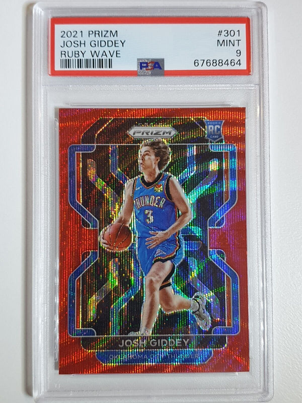 2021 Prizm Josh Giddey Rookie #301 RUBY WAVE Holo - PSA 9 (POP 14)