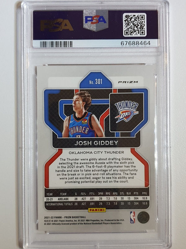 2021 Prizm Josh Giddey Rookie #301 RUBY WAVE Holo - PSA 9 (POP 14)