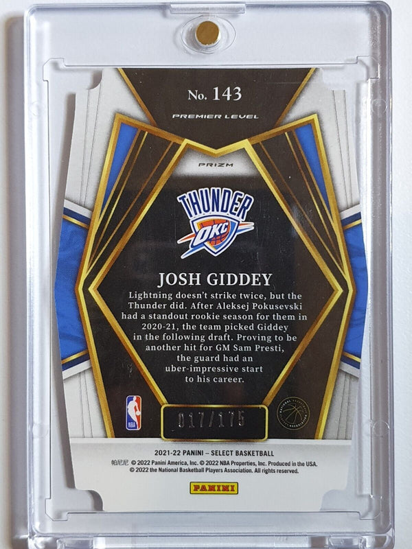 2021 Select Josh Giddey Rookie #143 Die Cut MAROON /175 - Ready to Grade