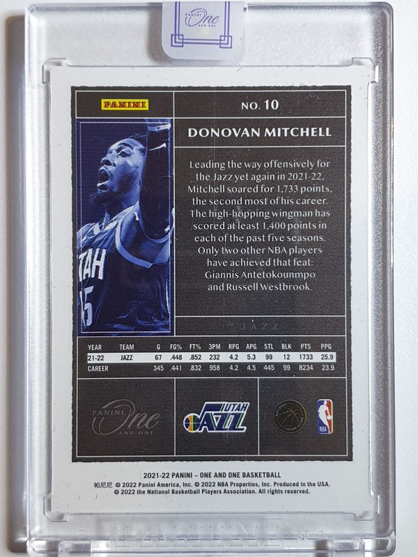 2021 Panini One and One Donovan Mitchell #10 BLUE /30 Holo - Panini Sealed