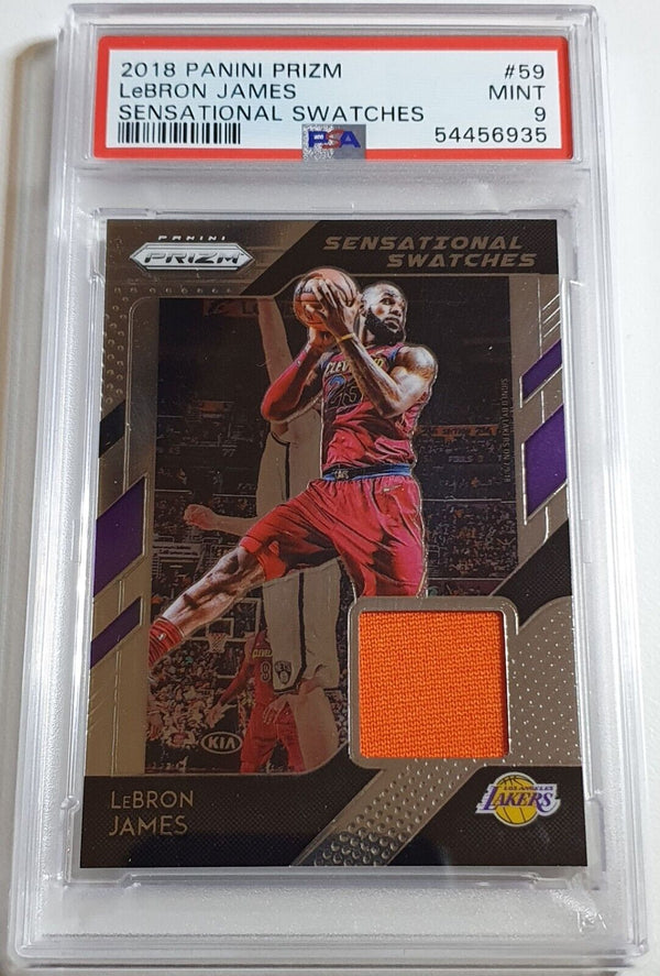 2018 Prizm Lebron James #PATCH Sensational Swatches Game Worn Jersey - PSA 9