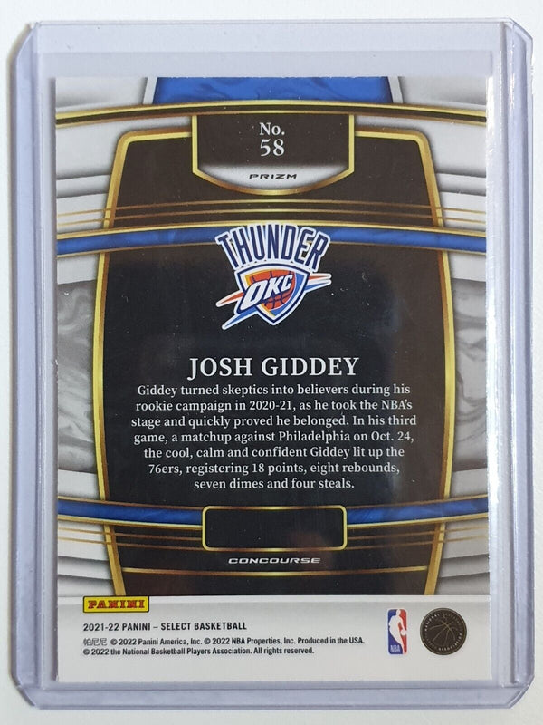 2021 Panini Select Josh Giddey Rookie #58 SILVER HOLO RC - Ready to Grade