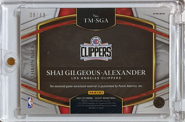 2021 Select Shai Gilgeous-Alexander #Patch COPPER /49 Game Worn Jersey - Rare