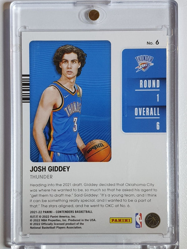 2021 Panini Contenders Josh Giddey Rookie #6 GREEN ICE RC - Ready to Grade