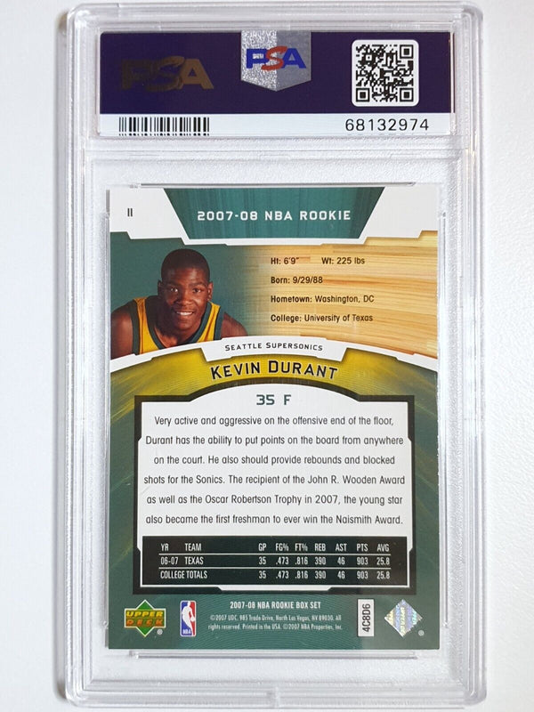 2007 Upper Deck Kevin Durant (KD) RC #11 Rookie Box Set - PSA 9