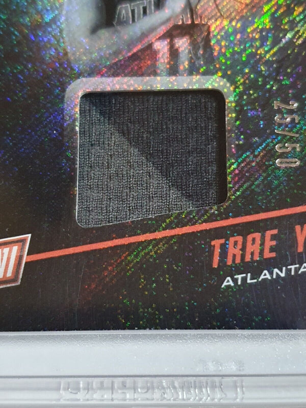 2018-19 Panini Trae Young Rookie #PATCH COSMIC /50 Game Worn 2 Color Jersey