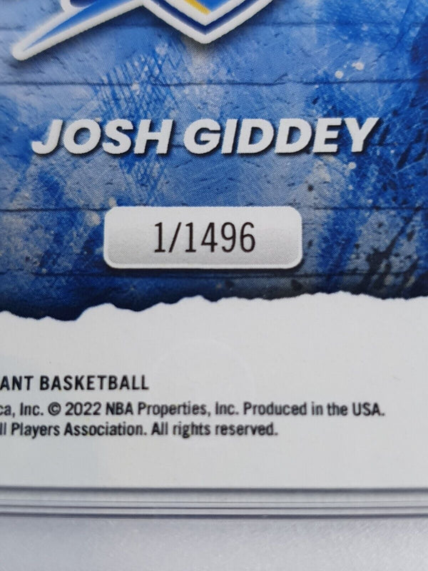 2022 Panini Instant Josh Giddey Rookie #MC21 /1496 My City - PSA 9 (LOW POP)