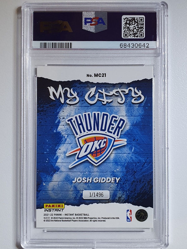 2022 Panini Instant Josh Giddey Rookie #MC21 /1496 My City - PSA 9 (LOW POP)