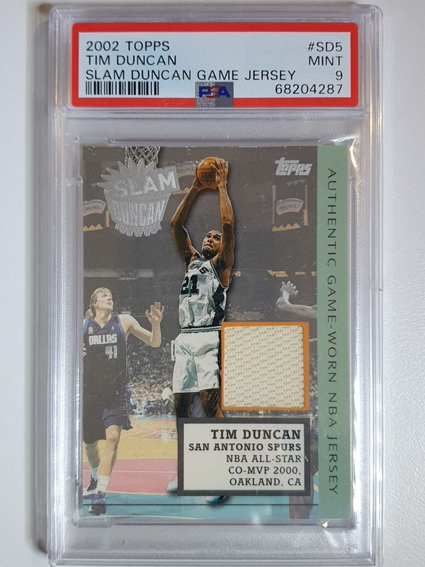 2002 Topps Tim Duncan #PATCH Game Worn Jersey Slam Duncan - PSA 9 (POP 3)