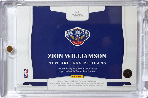 2021 Panini National Treasures Zion Williamson #PATCH /99 Jumbo Game Worn Jersey