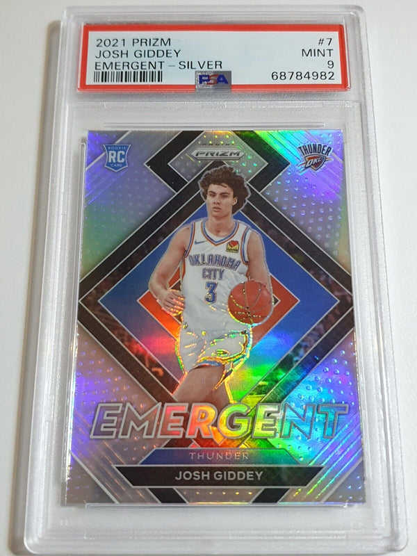 2021 Prizm Josh Giddey Rookie #7 SILVER HOLO Emergent RC - PSA 9 (POP 5)