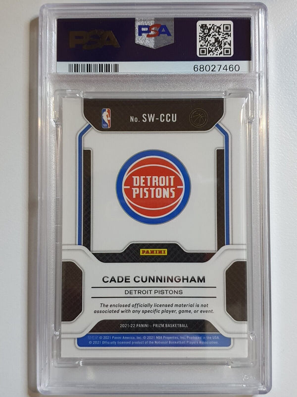 2021 Prizm Cade Cunningham Rookie #PATCH Sensational Swatches Jersey - PSA 9