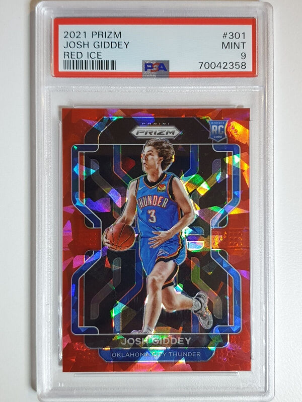 2021 Prizm Josh Giddey Rookie #301 RED CRACKED ICE Holo - PSA 9 (LOW POP)