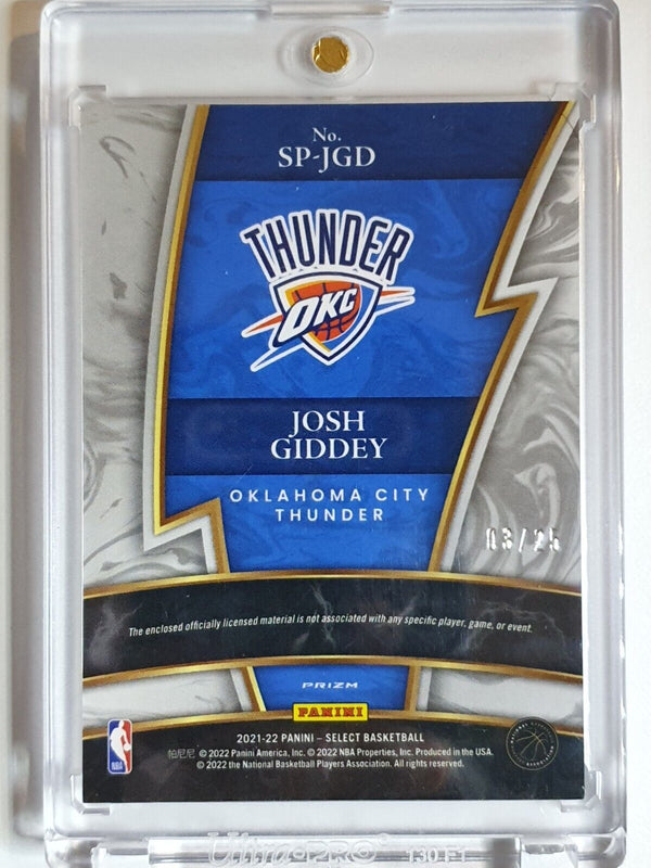 2021 Select Josh Giddey Rookie #PATCH TIE DYE /25 Prizm 3 Color Jersey - Rare