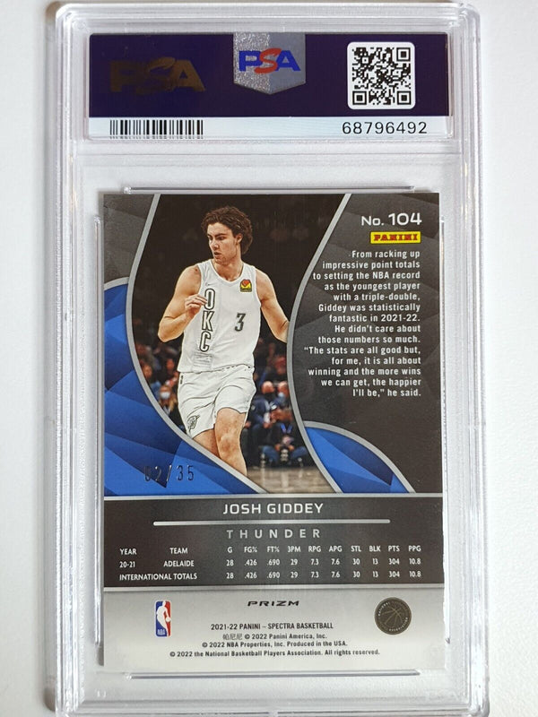 2021 Panini Spectra Josh Giddey Rookie #104 ASTRAL /35 RC - PSA 9 (POP 1)