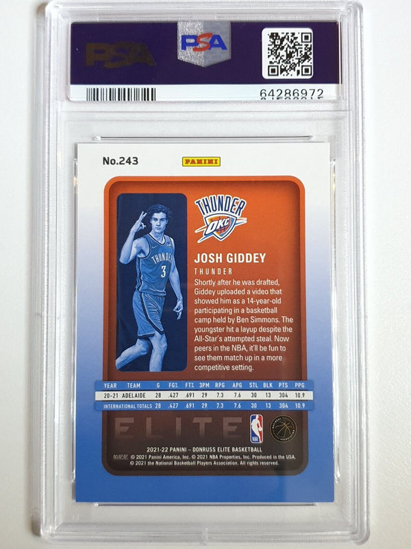 2021 Donruss Elite Josh Giddey Rookie #243 PURPLE /49 - PSA 9 (POP 2)