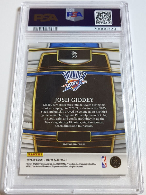 2021 Panini Select Josh Giddey Rookie #58 Concourse RC - PSA 9 (POP 12)