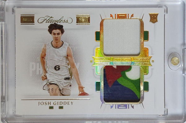2021 Flawless Josh Giddey Rookie #PATCH GOLD /10 DUAL Jersey Swatches - Rare