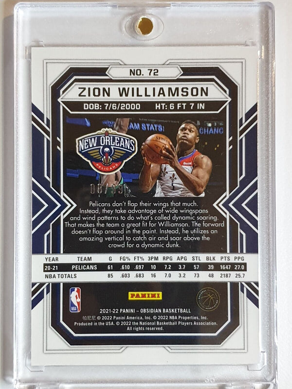 2021 Panini Obsidian Zion Williamson #72 ELECTRIC ETCH PURPLE /99 Holo - Rare