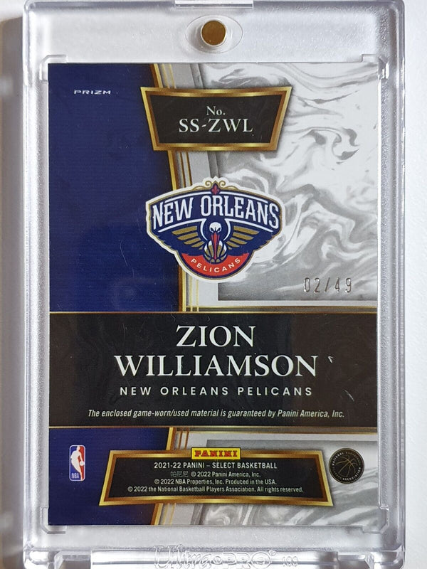 2021 Panini Select Zion Williamson #PATCH COPPER /49 Game Worn Jersey - Rare