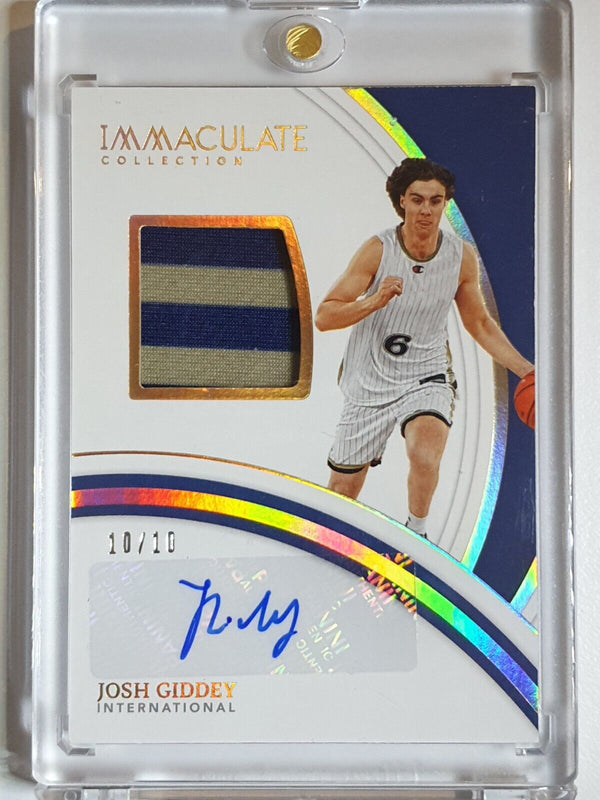 2021 Immaculate Josh Giddey Rookie #PATCH AUTO GOLD /10 Collegiate - Very Rare