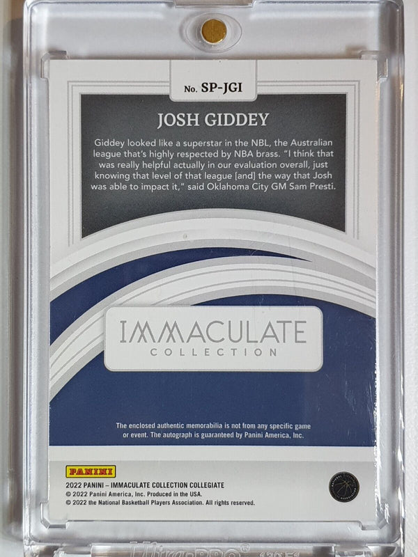 2021 Immaculate Josh Giddey Rookie #PATCH AUTO GOLD /10 Collegiate - Very Rare