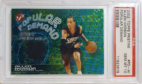 2002 Topps Pristine Allen Iverson #PATCH Game Worn Jersey - PSA 10 (POP 3)