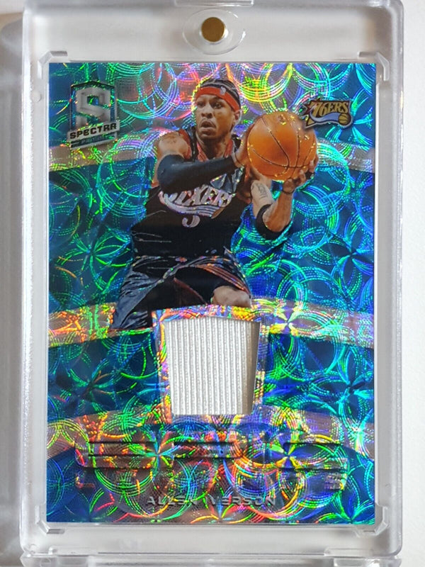 2018 Spectra Allen Iverson #PATCH NEON BLUE /49 Game Worn Jersey - Rare