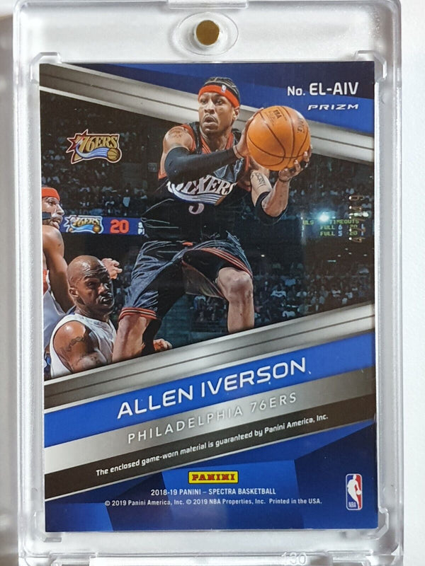 2018 Spectra Allen Iverson #PATCH NEON BLUE /49 Game Worn Jersey - Rare