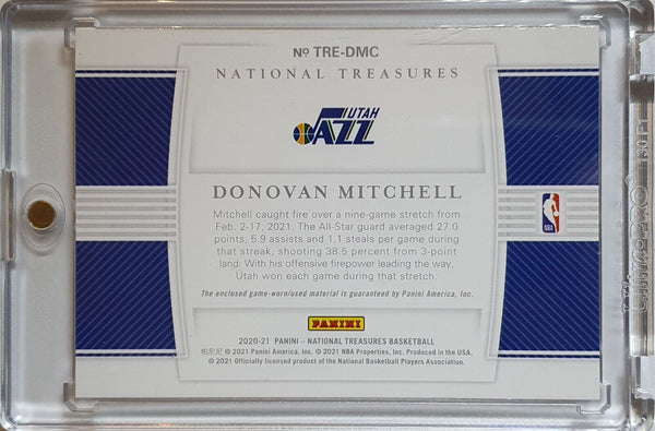 2020 National Treasures Donovan Mitchell #PATCH /99 Game Worn Jumbo Jersey