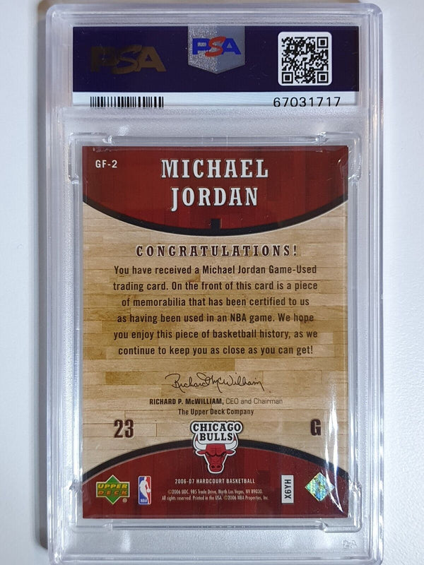 2006 Upper Deck Michael Jordan #GF-2 Hardcourt USED GAME FLOOR - PSA 9 (POP 7)