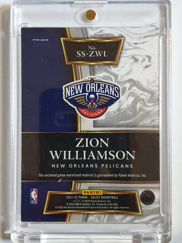 2021 Panini Select Zion Wiliamson #PATCH SILVER Prizm Game Worn Jersey - Rare