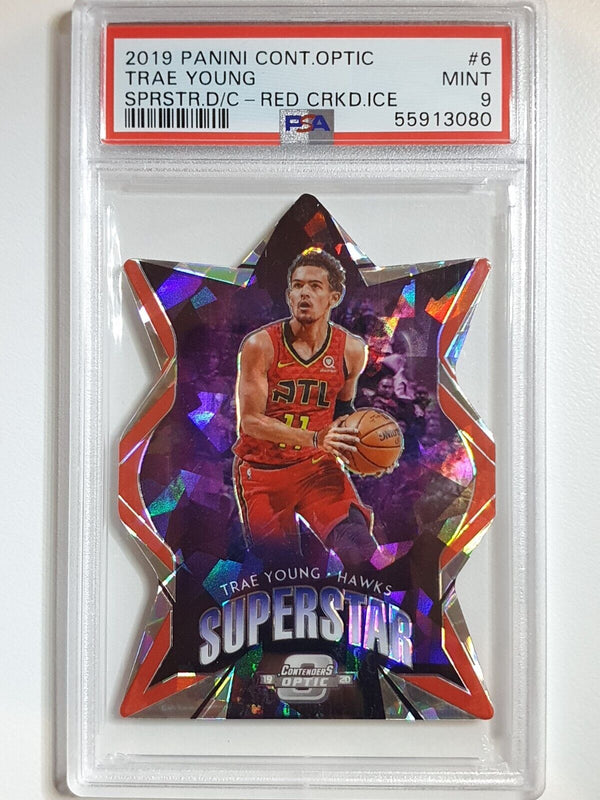 2019 Contenders Optic Trae Young RED CRACKED ICE Die-Cut - PSA 9 (POP 5)