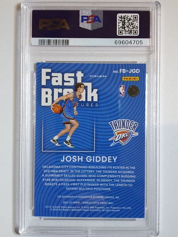 2021 Donruss Optic Josh Giddey Rookie AUTO FAST BREAK - PSA 9 (POP 3)