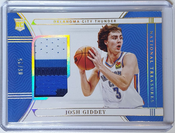 2021 National Treasures Josh Giddey Rookie PRIME #PATCH /25 3 Color Jersey