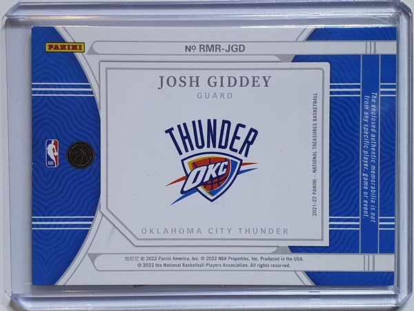 2021 National Treasures Josh Giddey Rookie PRIME #PATCH /25 3 Color Jersey