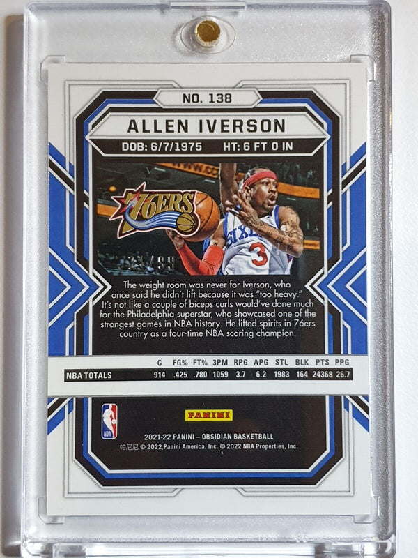 2021 Panini Obsidian Allen Iverson #138 ELECTRIC ETCH PURPLE /99 Holo - Rare