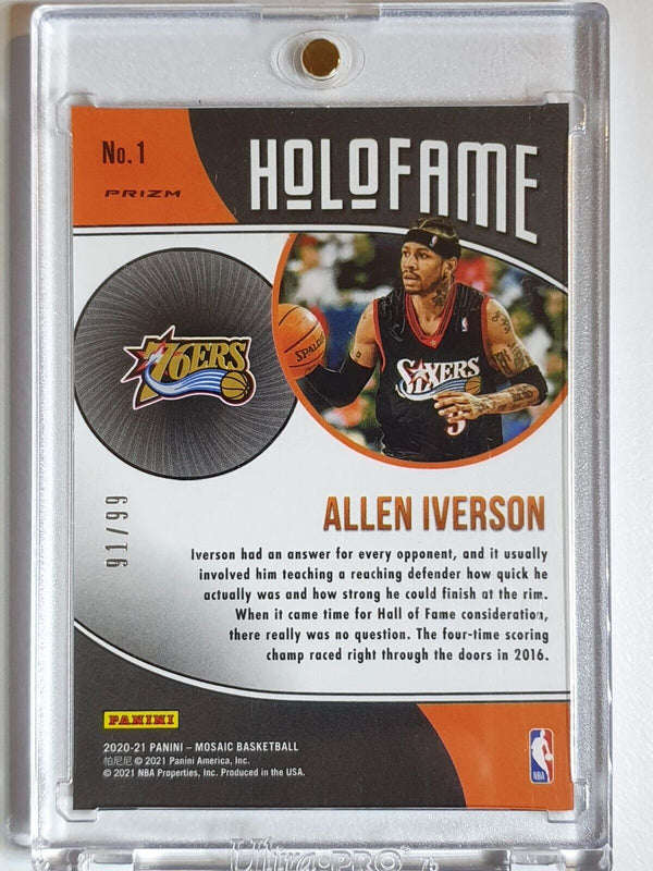 2020 Panini Mosaic Allen Iverson #8 REACTIVE YELLOW /99 Prizm - Ready to Grade