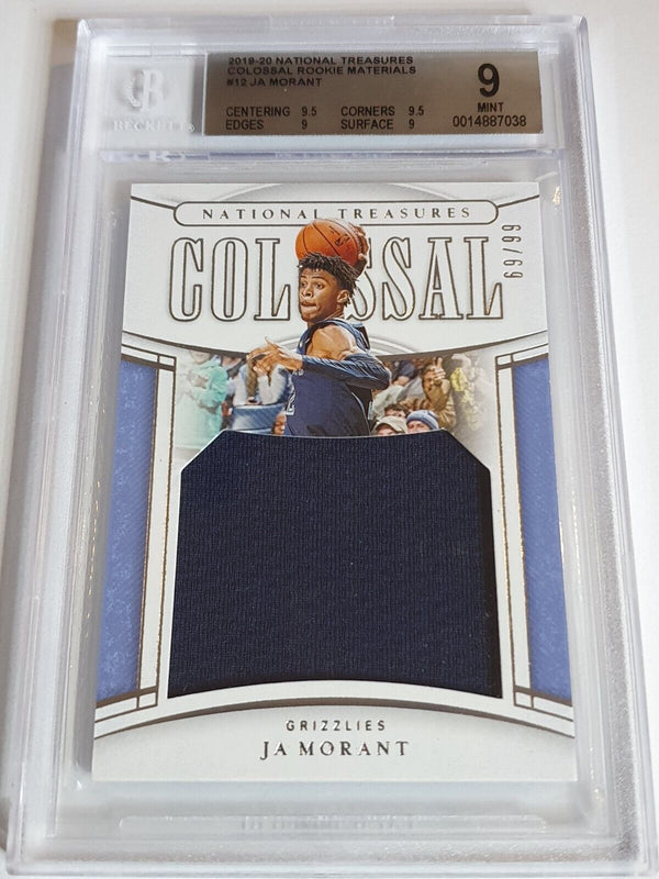 2019 National Treasures Ja Morant Rookie #PATCH /99 Worn Jersey - BGS 9 (POP 5)