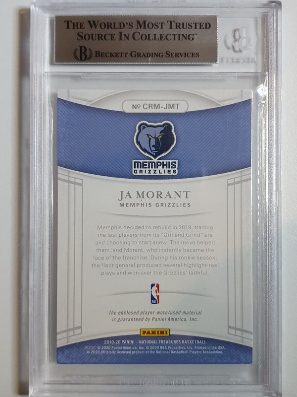 2019 National Treasures Ja Morant Rookie #PATCH /99 Worn Jersey - BGS 9 (POP 5)