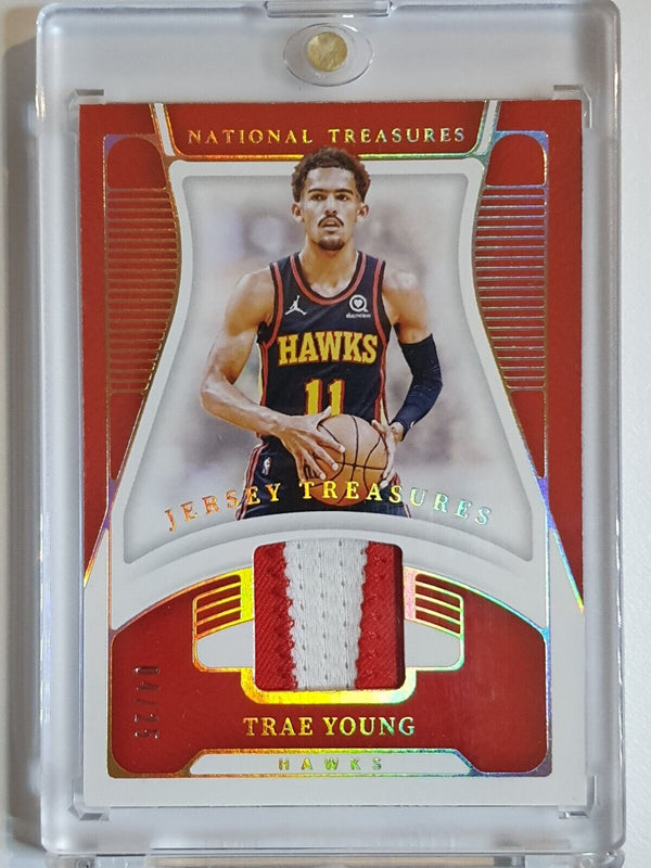 2021 National Treasures Trae Young #PATCH GOLD /25 Game Worn Jersey - Rare