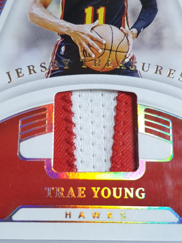 2021 National Treasures Trae Young #PATCH GOLD /25 Game Worn Jersey - Rare