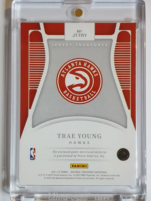 2021 National Treasures Trae Young #PATCH GOLD /25 Game Worn Jersey - Rare