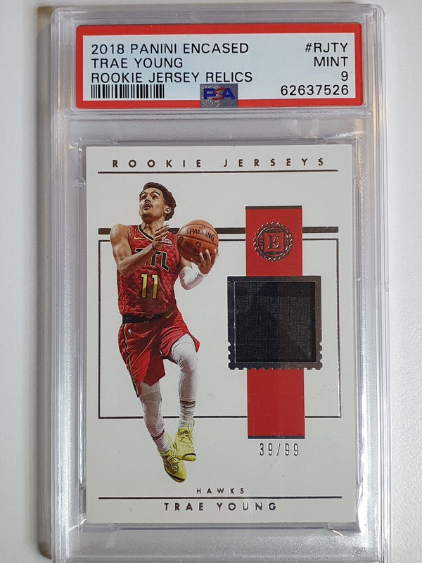 2018 Encased Trae Young Rookie #PATCH /99 Game Worn Jersey - PSA 9 (POP 3)