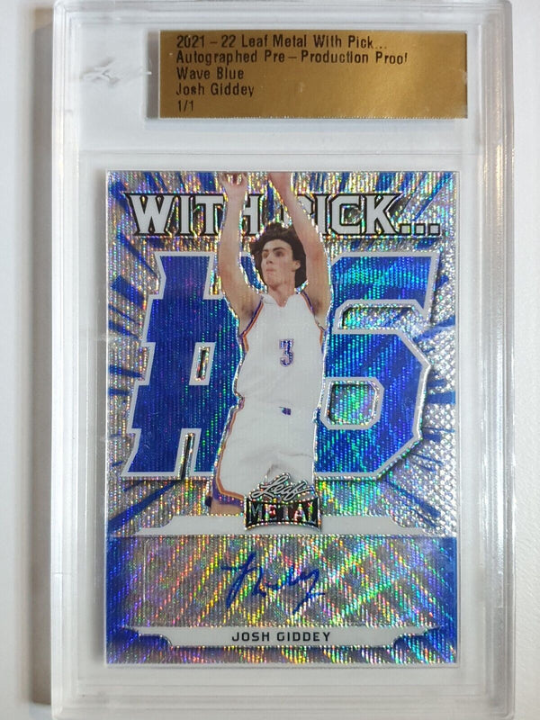 2021 Leaf Metal Josh Giddey AUTO Rookie BLUE WAVE 1/1 One of One - Factory Case