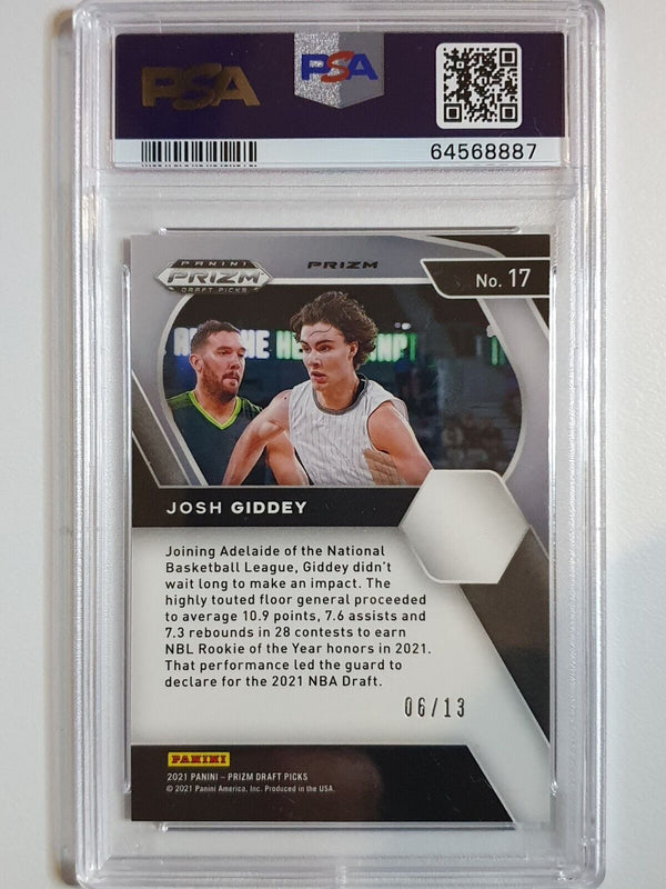 2021 Prizm Josh Giddey Rookie #17 BLUE SHIMMER /13 Draft Picks - PSA 9 (POP 2)