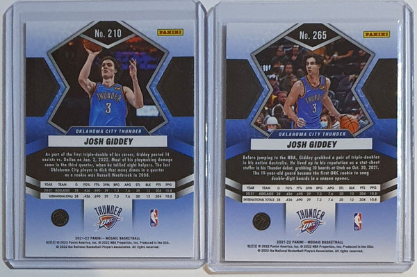 2021 Panini Mosaic Josh Giddey Rookie Lot of 2 RCs #210 #265 - Ready to Grade