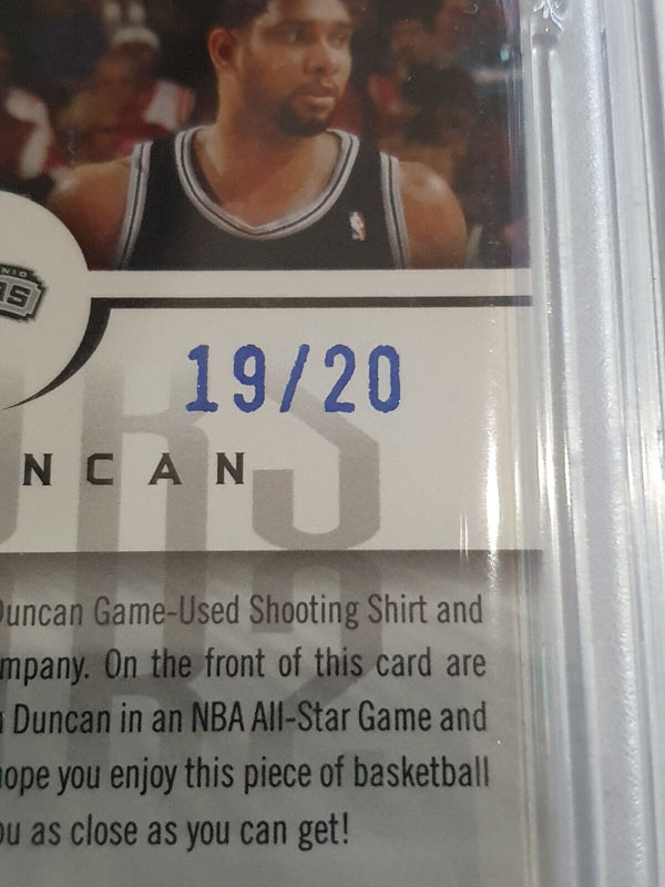 2005 Upper Deck Tim Duncan TRIPLE #PATCH BLUE /20 Worn Jersey - PSA 9 (POP 1)