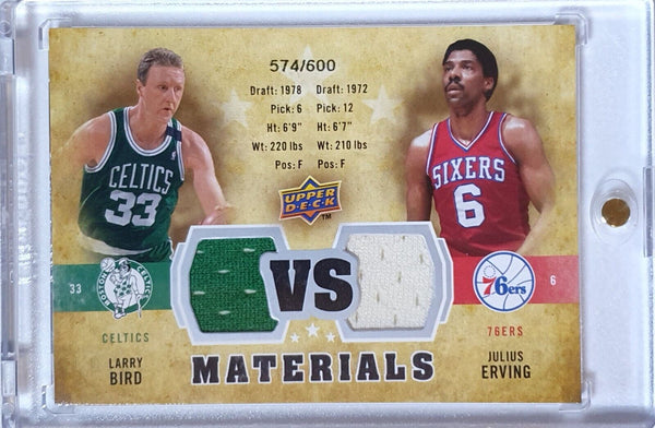 2009 Upper Deck Larry Bird Julius Erving #PATCH /600 Game Worn Dual Jerseys